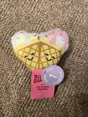Target Pink and Yellow Ice Cream Cone Heart Plush Dog Toy